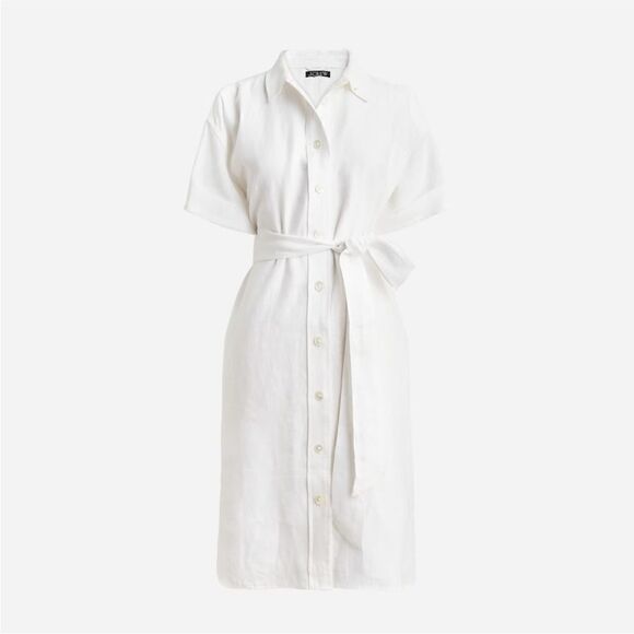 NWT J CREW Capitaine shirtdress in linen In white - Picture 4 of 6